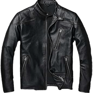 Men’s Classic Black Cowhide Leather Jacket – Asian Fit, Premium Genuine Leather